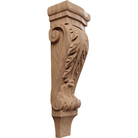 Ekena Millwork 5 1/8"W x 3 3/8"D x 15 1/2"H Medium Acanthus Pilaster Wood Corbel, Mahogany CORW05X03X16PAGM